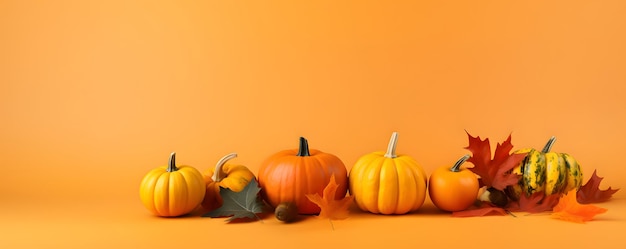 Composición de verduras y hojas de otoño en colores naranja