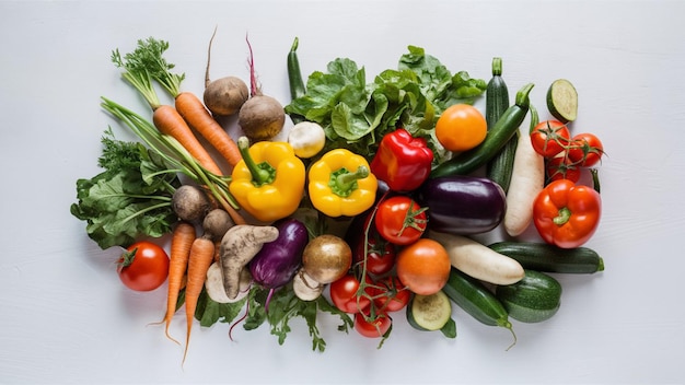 composición vibrante de una variedad de verduras recién recogidas