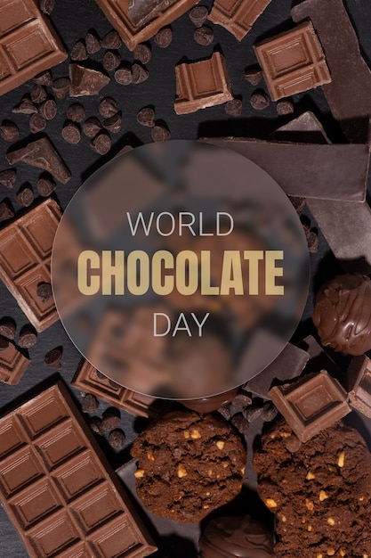 Foto composições de chocolate para o dia mundial do chocolate