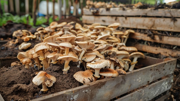 Foto el compost de setas para los jardines de verduras