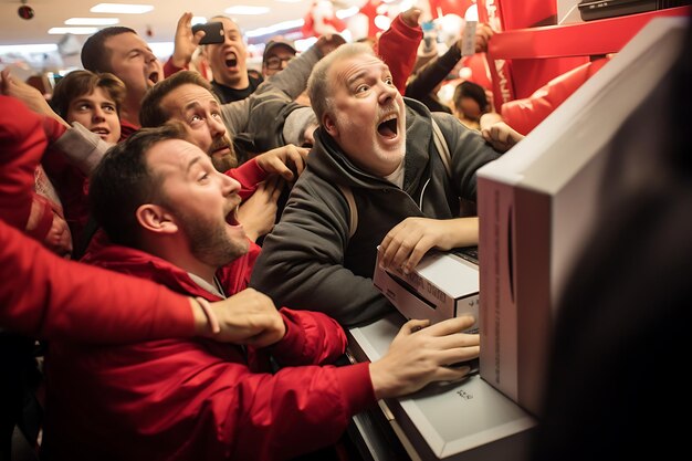 Foto los compradores están emocionados por las ofertas del viernes negro