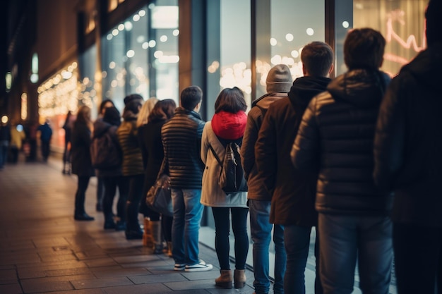 Foto compradores fazem fila do lado de fora de uma loja antes de abrir na black friday