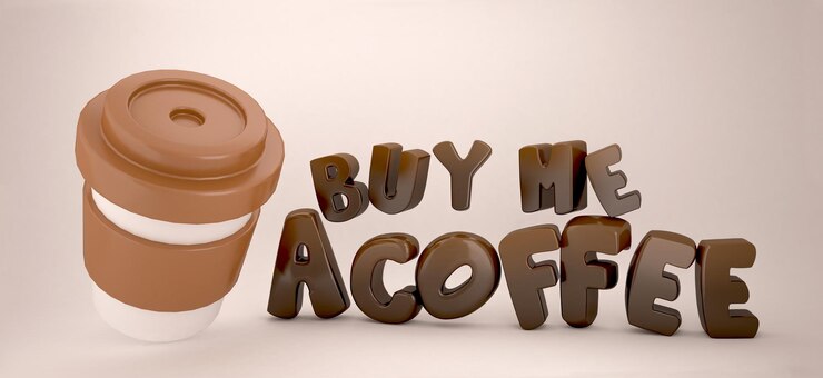 Foto cómprame una taza de renderizado 3d de café y una linda ilustración de texto