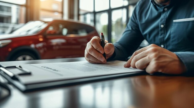 Foto comprar un coche nuevo en un concesionario de contrato