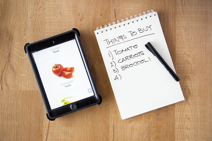 Foto comprar concepto de vegetales en línea