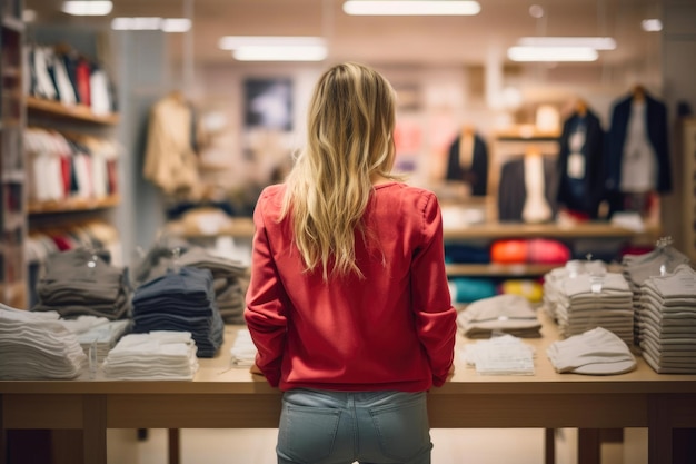 Comprar Spree mujer probando ropa vista trasera