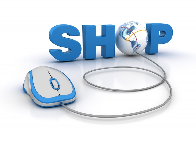 Foto comprar word 3d con globe world y computer mouse