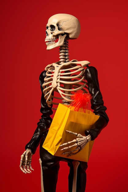 Foto compras de esqueleto em venda carrinho de sacos de compras de sexta-feira preta