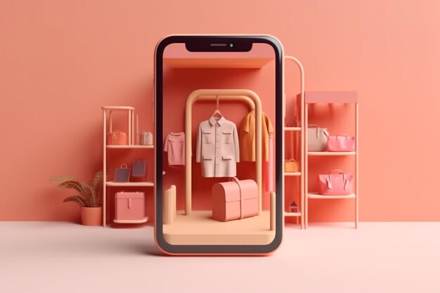 compras de moda em smartphone 3d