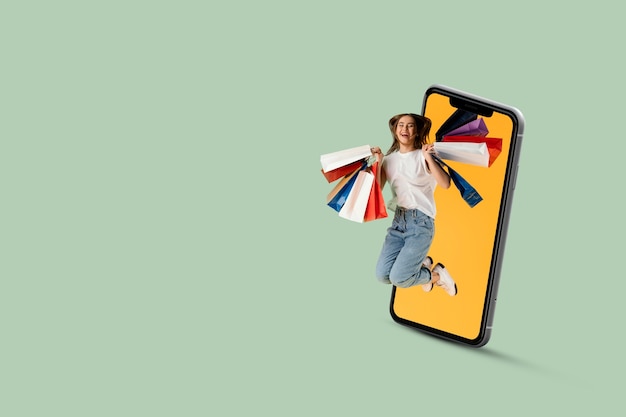 Compras de moda online com smartphone