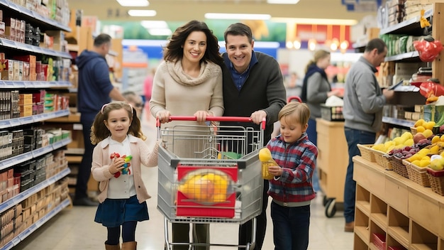 Compras em família no supermercado