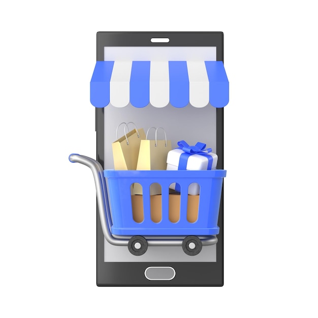 Compras en línea Carro de compras elemento 3D