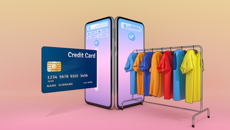 compras en línea y concepto de entrega representación 3D