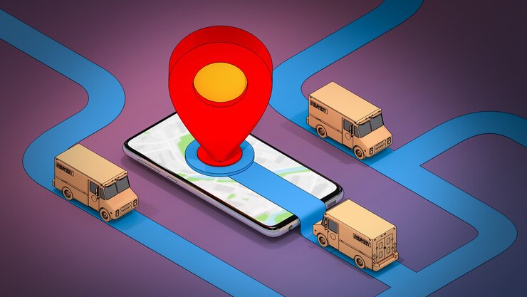 compras en línea y concepto de entrega representación 3D