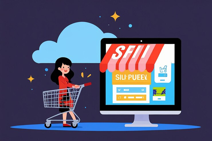 Foto compras en línea de negocios de estilo plano conceptual