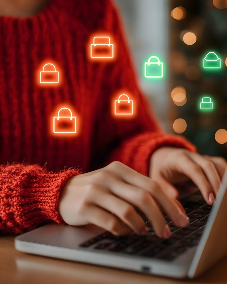 Foto compras en línea seguras con cerraduras digitales y un ambiente acogedor