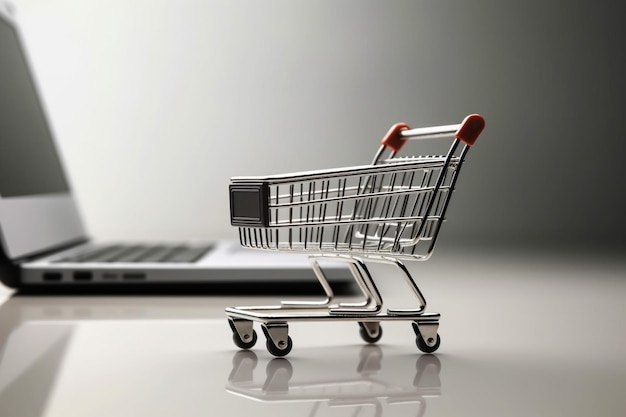 Compras en línea en el sitio web o la aplicación móvil Vector concepto de marketing y marketing digital Hor