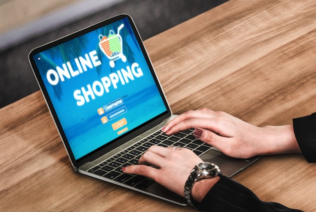 Compras en línea y tecnología de dinero en Internet.