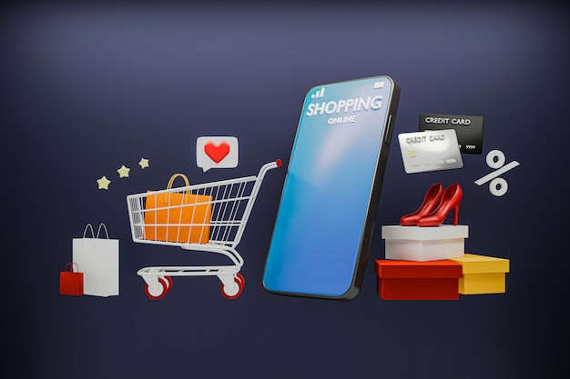Compras en línea por teléfono inteligente en la aplicación