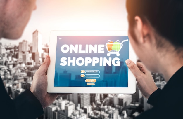 Compras on-line e tecnologia de dinheiro na Internet