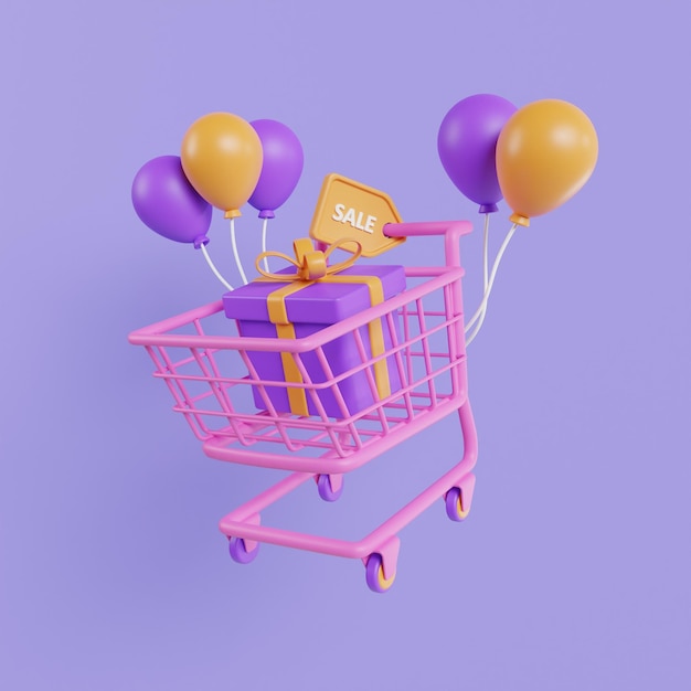 Compras online ilustração 3D loja online pagamento online e conceito de entrega