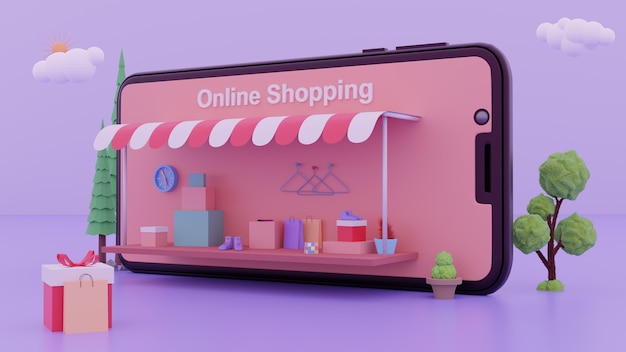 Compras online no smartphone. Marketing digital