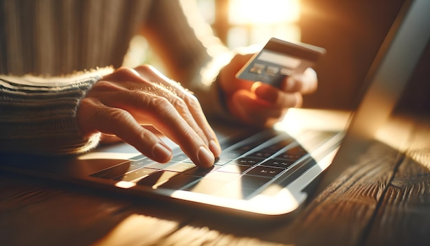 Foto compras con pago en línea con portátil