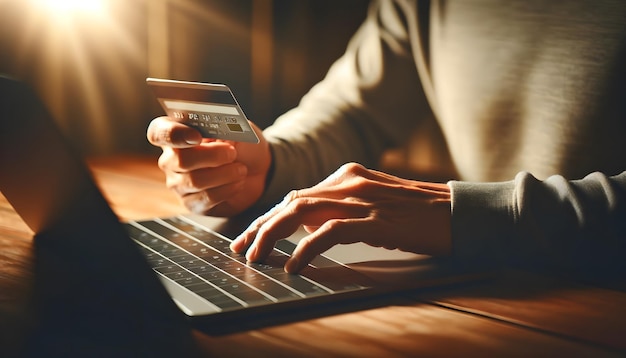 Foto compras con pago en línea con portátil