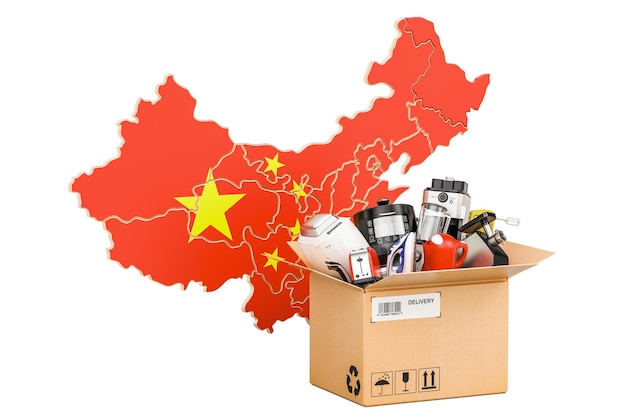 Compras de producción y entrega de electrodomésticos del concepto de representación 3D de China
