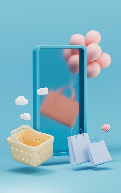 Compras y regalos compras tema renderizado 3d