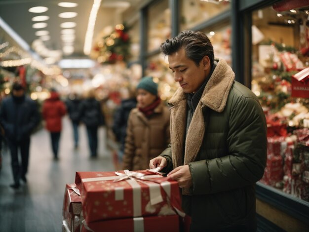 Foto las compras de regalos de navidad