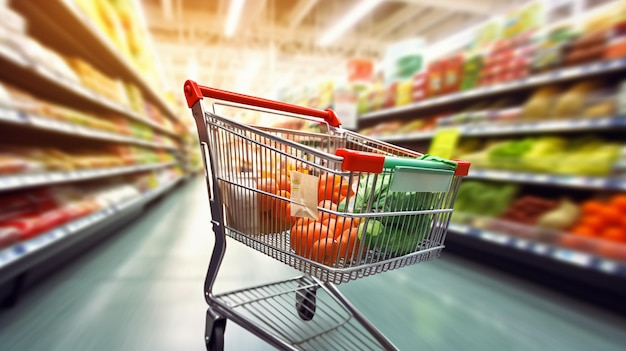 compras en el supermercado por carrito de supermercado