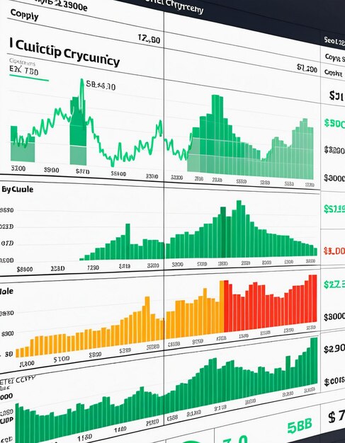 Compras y ventas de acciones de materias primas o gráfico de valor de criptomonedas con espacio para su copia