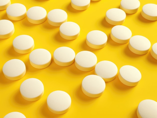 Comprimidos de aspirina isolados em fundo amarelo