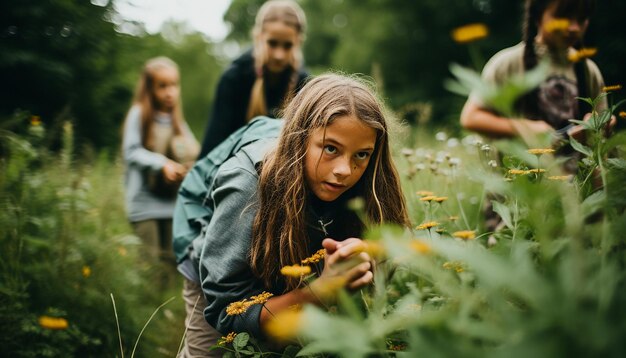 El compromiso y la curiosidad en las caras de los estudiantes mientras participan en una excursión al aire libre