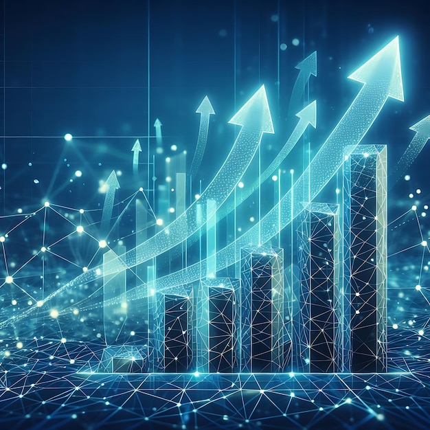 compuesto digital de flechas y gráficos