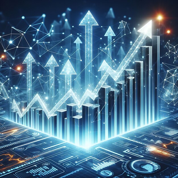 compuesto digital de flechas y gráficos