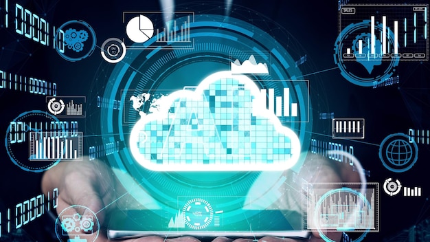 Computação em nuvem conceitual e tecnologia de armazenamento de dados para inovação futura