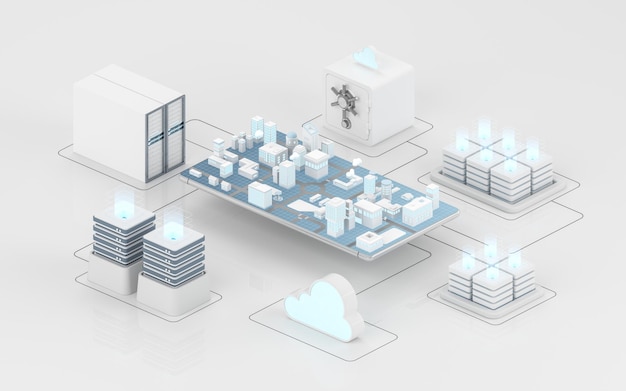 Computação em nuvem e renderização 3d de dispositivos de informação