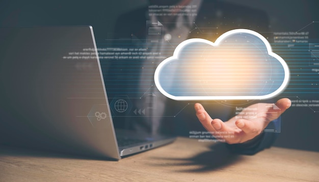 computação em nuvem tela virtual tecnologia em nuvem