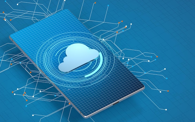 Computación móvil y en la nube Tema de ciencia y tecnología Representación 3d