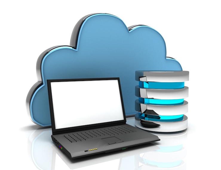 Foto computación en la nube y concepto de almacenamiento de datos remotos