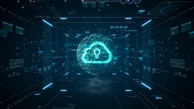 Computación en la nube y concepto de Big Data. Conectividad 5G de datos digitales e información futurista. Internet de alta velocidad abstracto de las cosas IOT big data cloud computing.