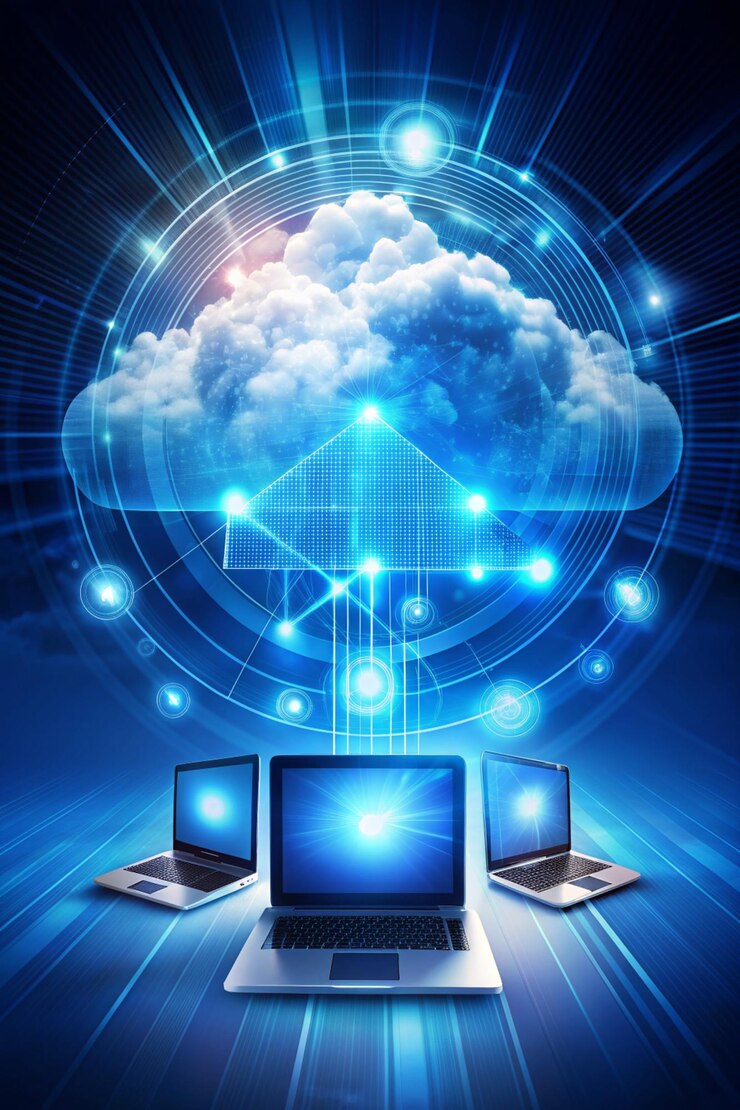 Foto computación en la nube concepto de conectividad de tecnología de visualización futurista