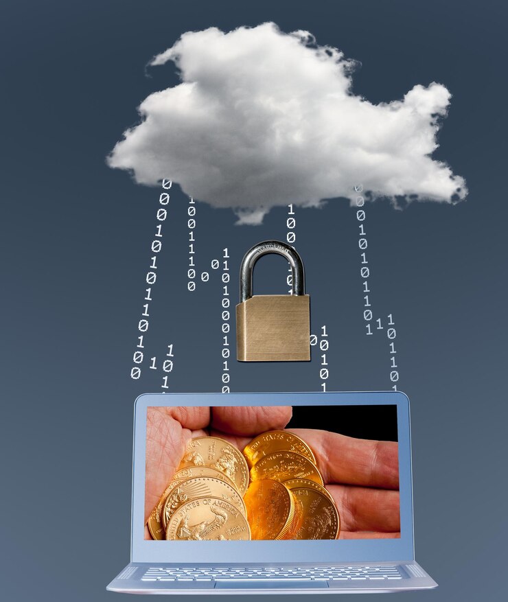 Foto computación en la nube portátil conectado con ransomware
