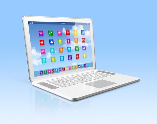 Computador portátil - interface de ícones de aplicativos