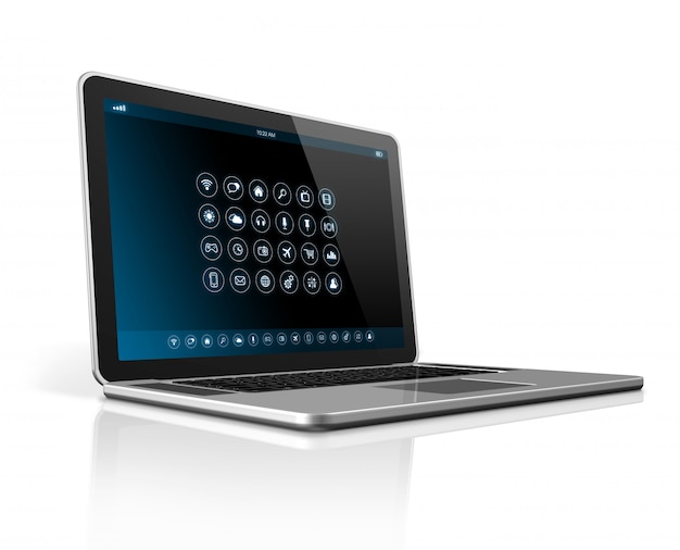 Computador portátil - interface de ícones de aplicativos