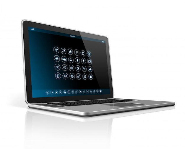 Foto computador portátil - interface de ícones de aplicativos
