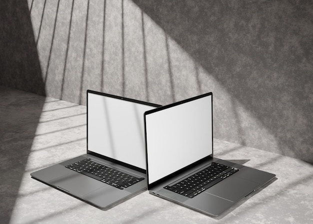 Foto computador portátil ou notebook com ecrã em branco isolado