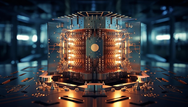 Computador quântico Design de computador digital futurista